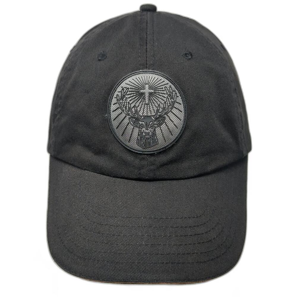 Jägermeister Baseball Cap Black One Size Rubber Patch Orange Brim Piping Hat